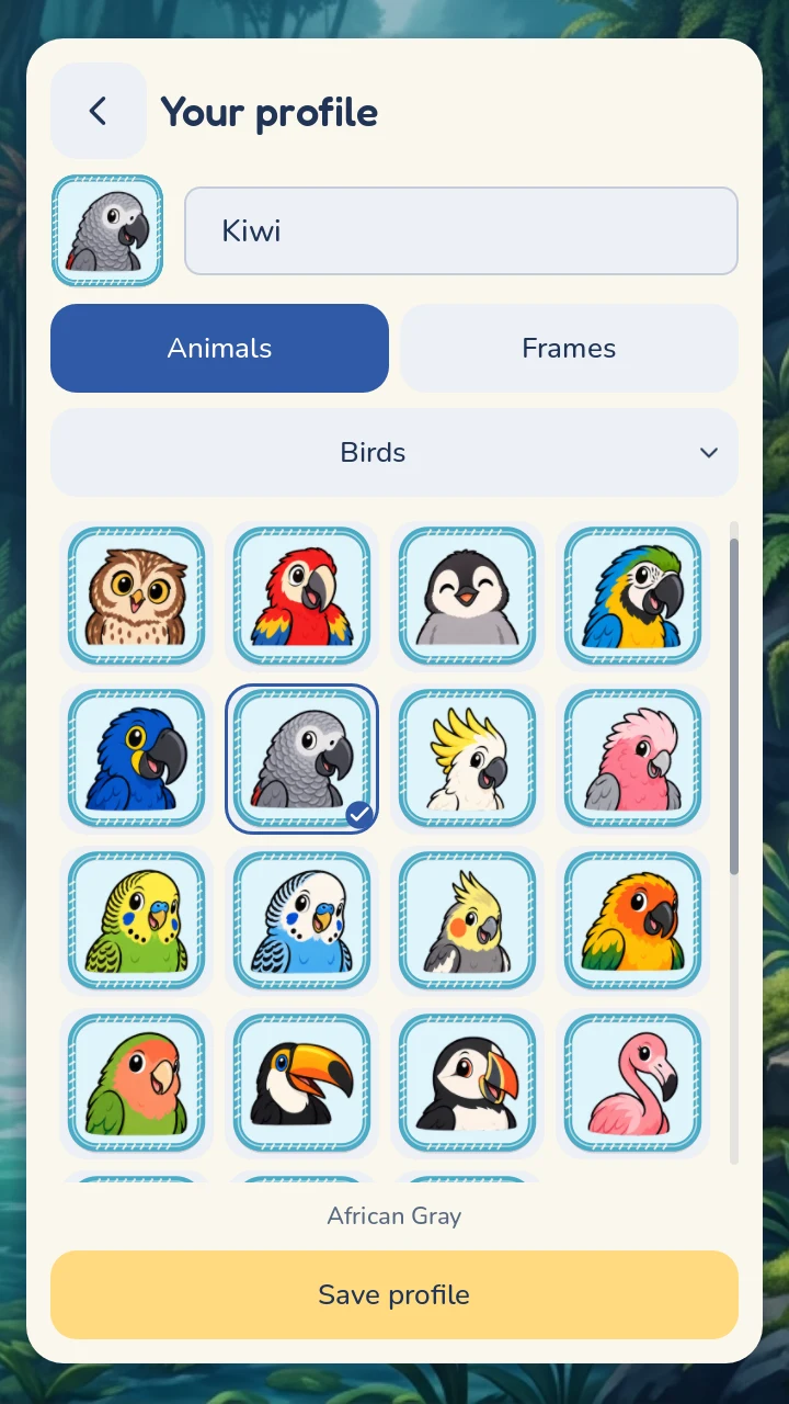 Find your animal friend: the avatars screen in Monodoku