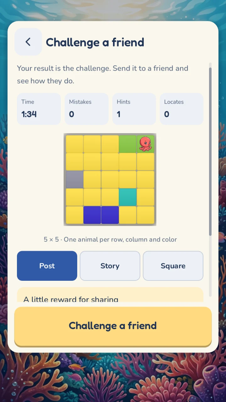 Challenge your friends: the friends screen in Monodoku