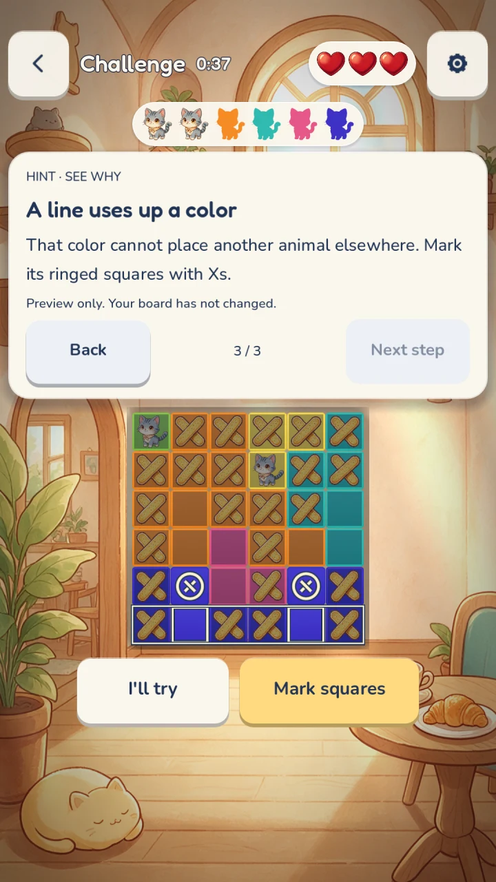 Hints that teach: the hints screen in Monodoku